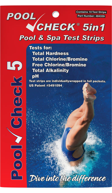 Pool Check® 5in1 Eco pack (Total Hardness, Free Chlorine/Bromine, Total Chlorine, Total Alkalinity, pH) Pool & Spa.